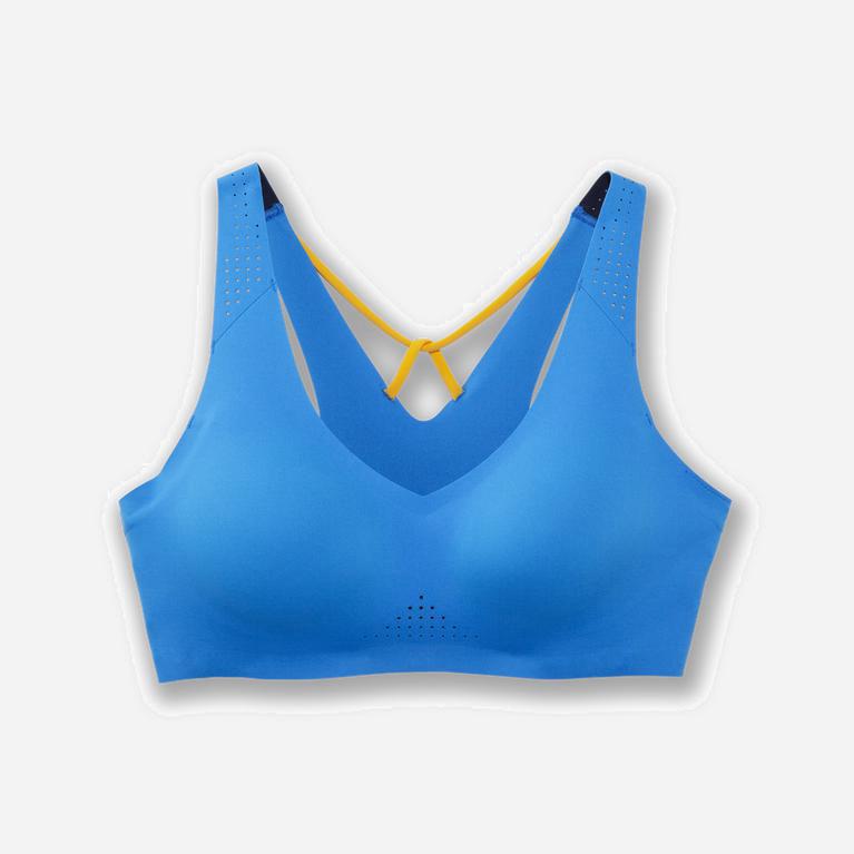 Sutiã Esportivo Brooks Dare V Neck Feminino Brasil - Azuis /Amarelas (86154TEMZ)